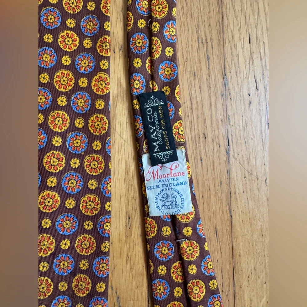 60s Vintage Mandala Print Silk Tie by Moorlane